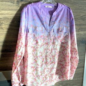 Calvin Klein Blouse Purple/Pink w Floral Design
